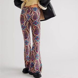 FLARE STREET FREE PEOPLE Colorful Paisley Flare Pants SIZE L NWT!